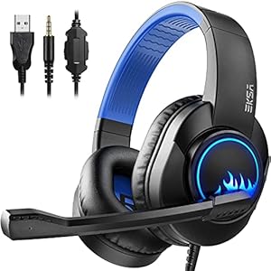 Eksa T8 Ps4 Gaming Wired Over Ear Headphones With Mic With Noise Canceling, Pc With Surround Stereo Sound, Led Light For…
