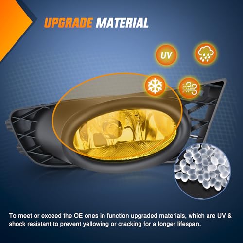Nilight Fog Light Assembly Compatible with Civic Sedan 2009 2010 2011 4 Door with Amber Lens Lamps Replacement H11 12V 55W Bulbs by Nilight - Used condition - Image 3