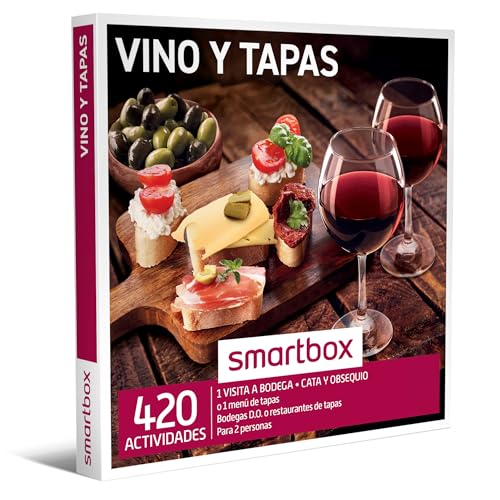 Smartbox Caja regalo Vino y tapas , Idea de regalo vino , Visita a bodega con cata y obsequio o menú de tapas para 2 personas