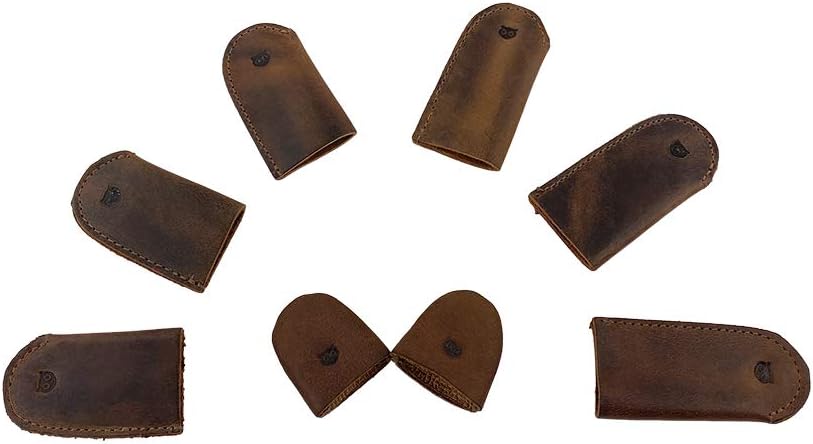 Hide & Drink, Leather Thimbles for Thumb & Index Finger (8 Pcs) - Finger Protectors - Handmade