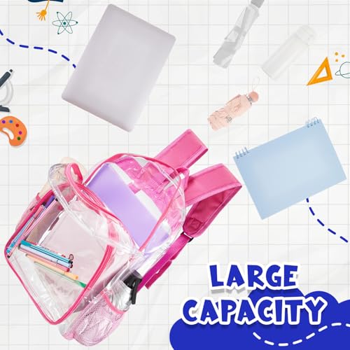 Image of Amylove 3 Pcs Clear Backpack bulk for Stadium Events Heavy Duty PVC Transparent Bookbag for College Workplace Security (15 Inches,3 Colors)