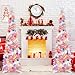 SINTENILL 5 FT Pop Up Christmas Tree with Timer Lights and Decorations, Pink White Artificial Tinsel Christmas Tree with 24 Ball Ornaments, Collapsible Pencil Tree for Home, Office, Holiday