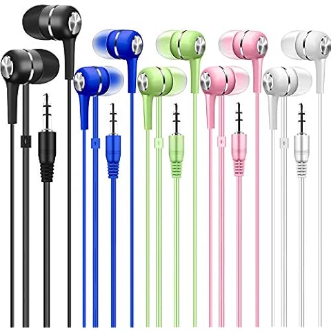 Factorymall Wholesale Bulk Earbuds Headphones 100 Pack Multi Colored for School Classroom Students Kids Children Teen and Adult(5 colores) Cover