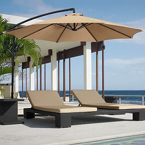 Bobomoti 10FT Patio Umbrella, 95% UV protection and Waterproof Canopy, Round Offset Umbrellas for Garden Deck Pool Market(Not The Umbrella Frame) (Khaki)