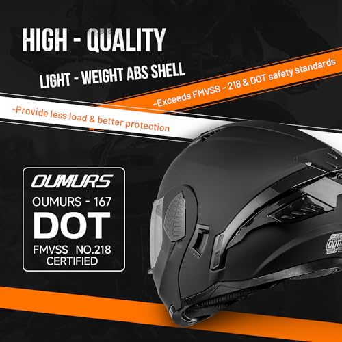 image for OUMURS Modular Motorcycle Helmets Full Face Flip up Street Bike Motorc