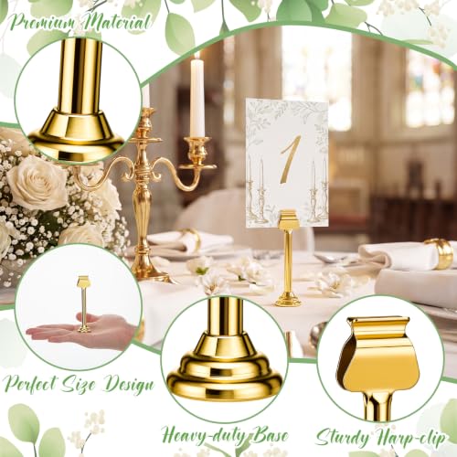 Image of 6 Pcs Gold Metal Table Number Holders 4 Inch Wedding Place Card Holders Bulk Harp-clip Sign Stands for Displaying Memo Note Menu Wedding Restaurant Birthday Decor