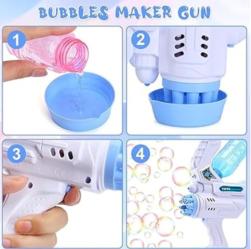 Image of TOTA 2-in-1 Xbow Water Pichkari and Bubble Gun | Big Holi Pichkari with High Pressure Mechanism for Long Throw | Includes 4 Vibrant Holi Colours + Bubble Solution (Random Colour)