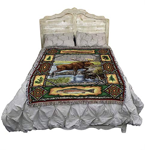 Pure Country Weavers Moose Lodge Blanket - Wildlife Cabin Gift Tapestry Throw Woven From Cotton - Made In The Usa (72X54) #TOP1