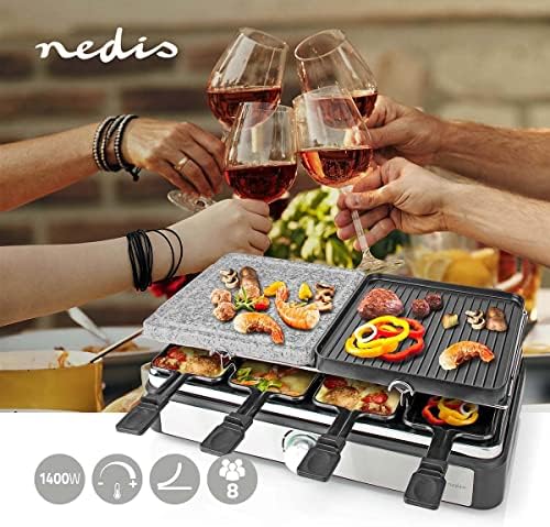 Gourmet/Raclette | Grill/Stone | 8 Persons | Spatula | Temperature Setting | Non-Stick Coating | Rectangle