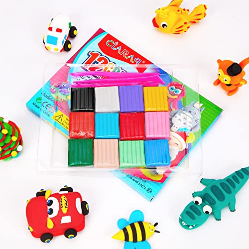 Image of CiaraQ Polymer Clay Kit, Mini Modeling Clay Set | for Kids /Beginners / Artist, 12 colors