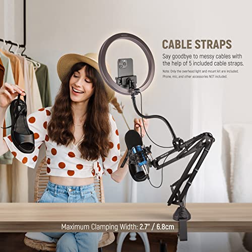 Neewer Desk Ring Light Overhead Camera Mount Kit With Flexible Tube, 10W 10" Ringlight With Table Boom Arm Overhead Phone Holder For Video Recording Live Streaming Cooking Drawing Makeup Nail, Rp-10H #TOP5