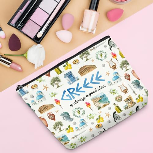 6PCS Greece Makeup Bag Greece Gift Greece Surprise Trip Gift Greece Is Always A Good Idea Zipper Pouch Cosmetics Bag for Women Travel Toiletry Bag Cosmetic Bag for Women3