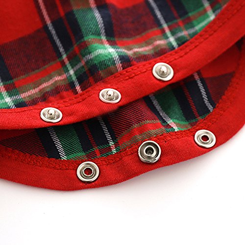 Top And Top Gentle Baby Boys Cotton Long Sleeve Plaid Romper Jumpsuits With Suspender Pants Clothing Set (70/0-6 Months, Red) #TOP3