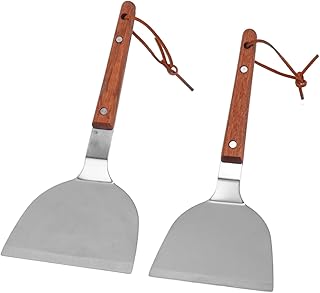 Hooleey Grill Flat Spatula Stainless Steel Comfortable Grip Wood Handle Heat Resistant Durable Kitchen Accessories for BBQ...