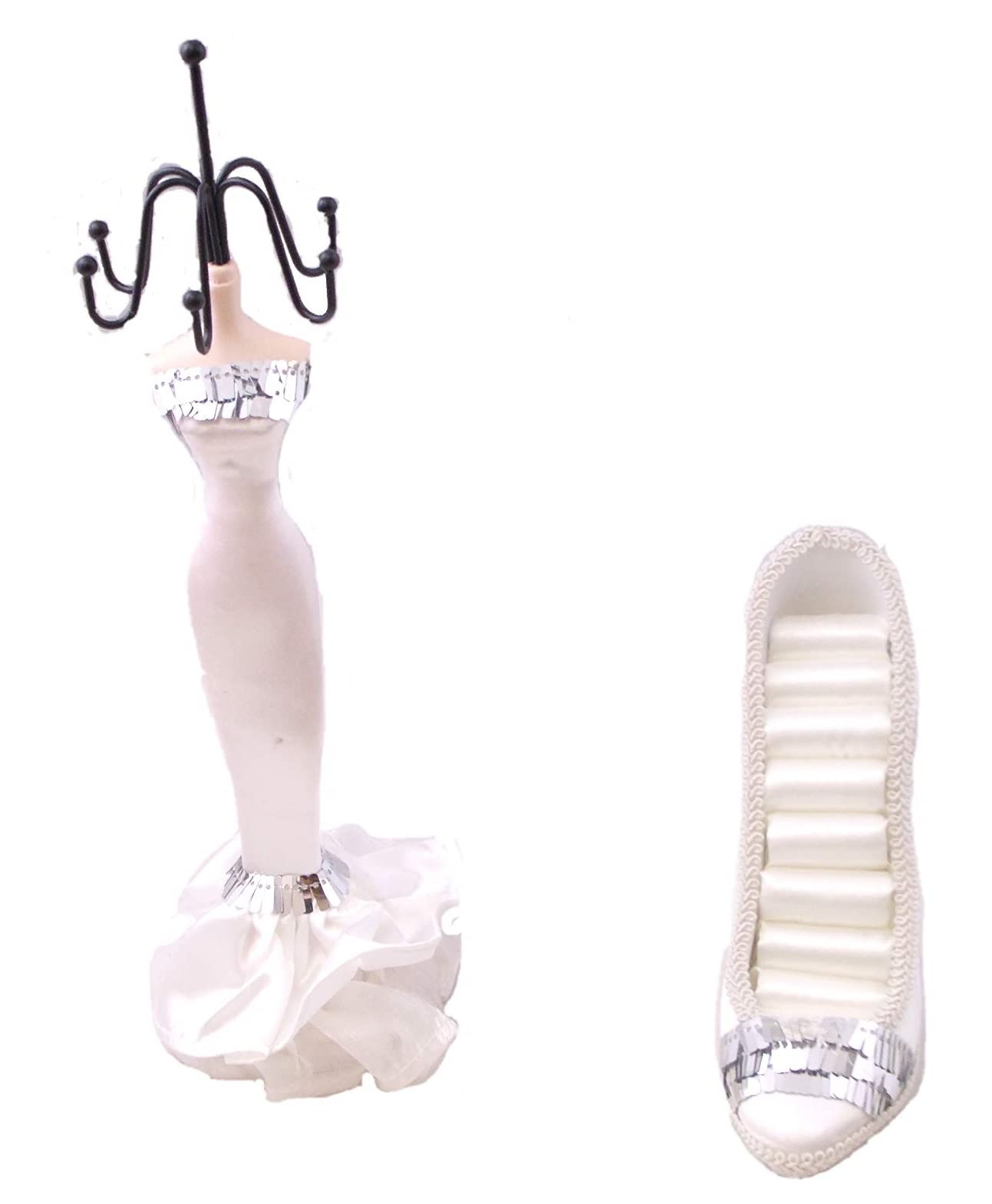 BLANCHO BEDDING Jewelry Display Holder Figure Stand Beautiful Shoe Ring (WHITE)