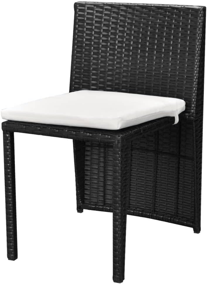 3 Piece Bistro Set with CushionsPatio Decor,Balcony Bar,Outdoor Furniture,Backyard Decor,Outdoor Table Chairs,Used in Restaurant, Bistro, Coffee Shop,Balcony, Poolside, Poly Rattan Black