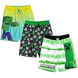 Minecraft Zombie Steve Big Boys 3 Pack Swim Trunks Bathing Suit Green 8