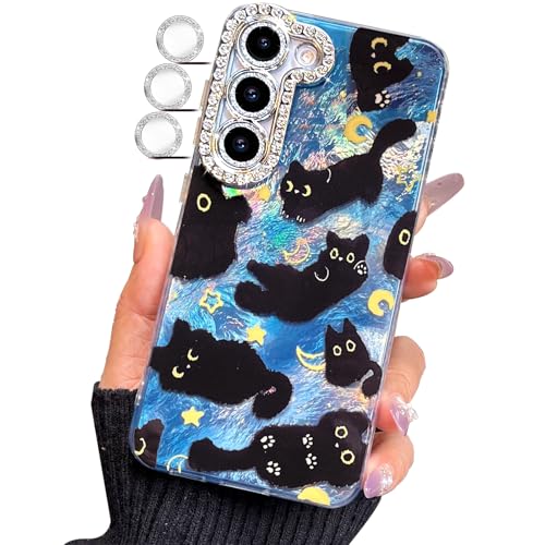 Coque Samsung S23 TPU souple protection antichoc motif chat paillettes