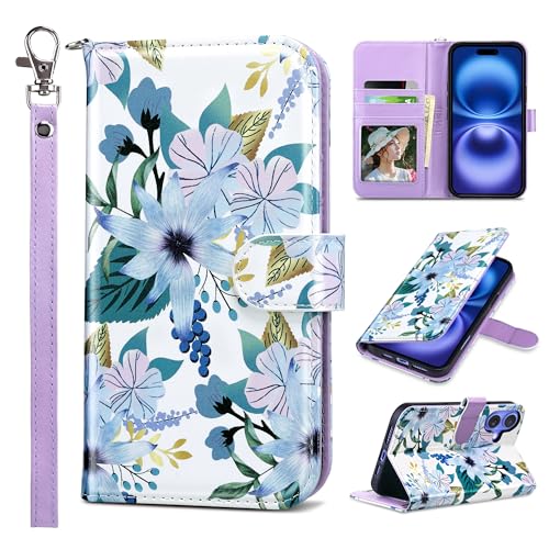 ULAK Wallet Case for iPhone 16 Plus with Card Slots, Blossom