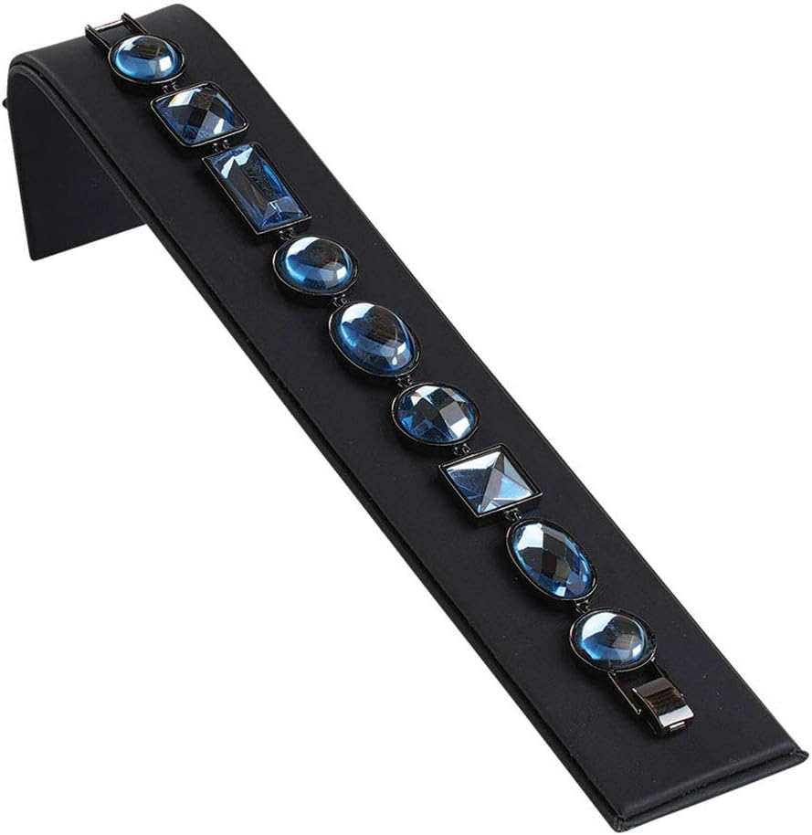 SSWBasics Black Faux Leather Bracelet Display (7 1/2" L x 1 3/4" W x 2 3/4" H ) - Pack of 3