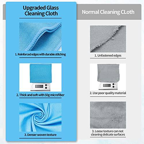 Homerhyme Microfiber Glass Cleaning Cloth - 12 Pack, 16" X 14" Window Cleaning Towel, Streak Free, Lint Free, Great For All Delicate Surface, Window, Glasses, Stainless Steel, Windshield. #TOP3