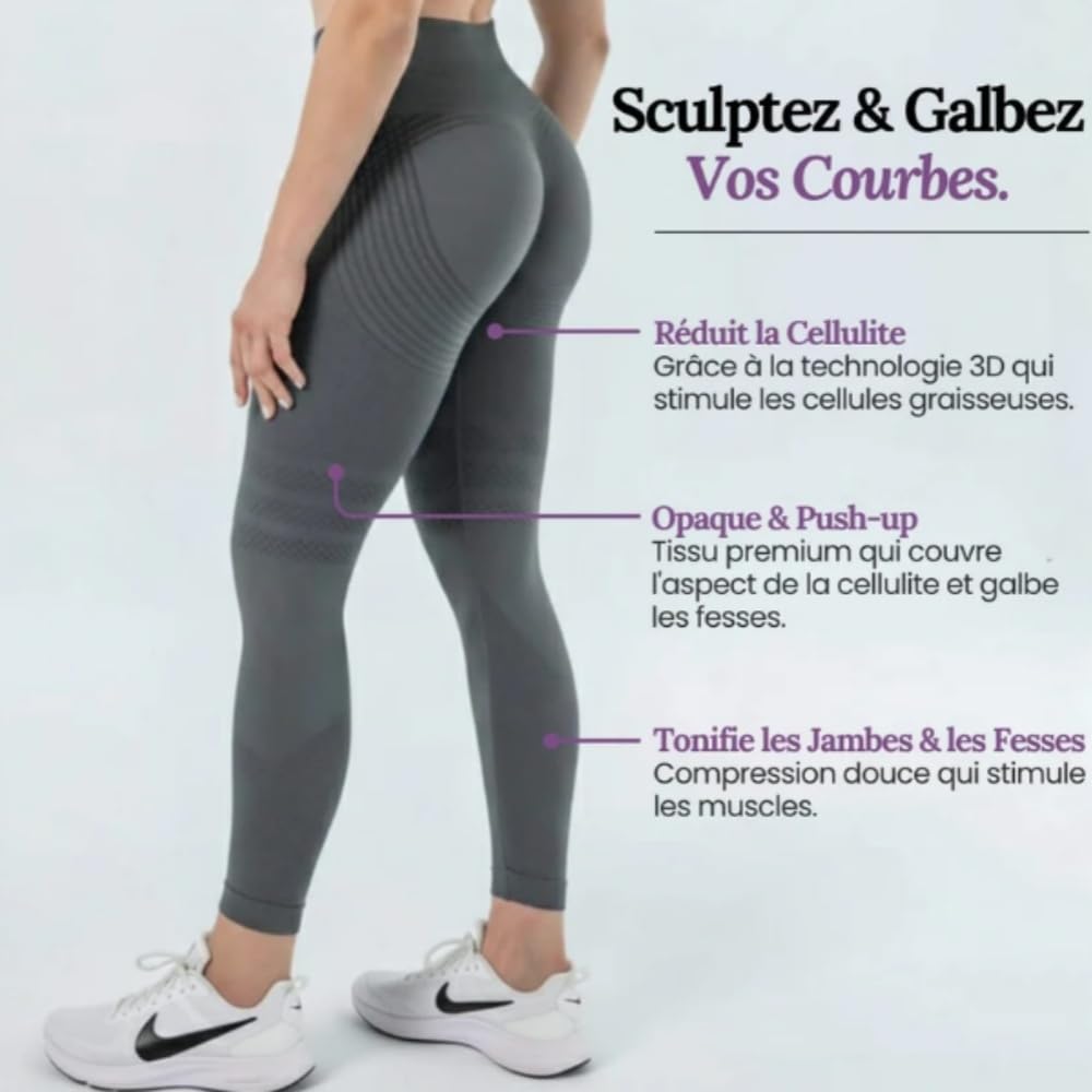Arlaya Legging Sculptant 3D-Anti-Cellulite pour Femme,Taille Haute,Opaque,Élastiquepour Pilates Fitness Gym Jogging Exercice