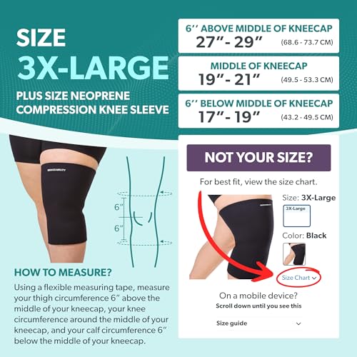 Image of BraceAbility Plus Size Neoprene Compression Knee Sleeve - XXXL Support Brace for Bariatric Men and Women with Arthritis Joint Pain or Kneecap Instability, Fitting Big Legs and Large Thighs (3XL)