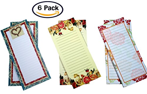 Creative Hobbies Magnetic Memo Note Pads, 60 Sheets Per Pad, 8 x 3.5 Inches, 2 Each of 3 Country Kitchen Designs - Total of 6 Pads (Set 3)
