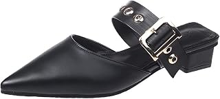 Mary Janes Chunky Block Heels Open Back Mules for Women Slip On Mules Elegant Soft Pointed Toe Pumps Sandals
