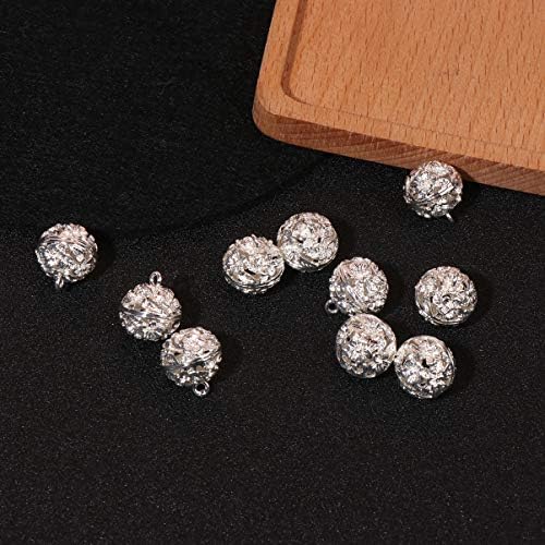 Healifty Spiral Spring Bead Cages Pendants Hollow Filigree Ball Pendant Charm for DIY Lava Stone Beads Gemstone Jewelry Making Accessories (Silver)