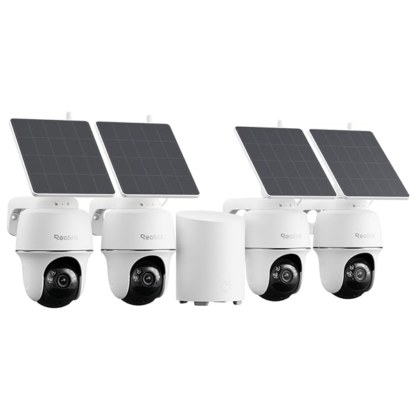 REOLINK 5MP Solar Security Cameras Wireless Outdoor, 360° Pan Tilt Auto-Tracking, Smart AI Detection, Up to 1TB Local Storage, 2.4/5GHz Dual-Band WiFi, Home Hub Mini with 4X Argus PT + Solar Panel