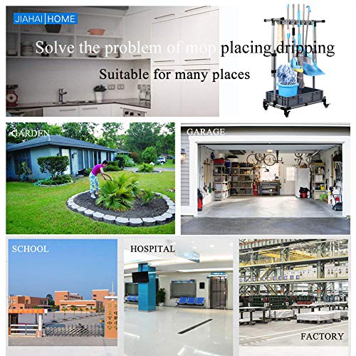 image for QTJH Broom and Mop Holder Put Wet Mops Movable Floor-Mounted Mop Rack 