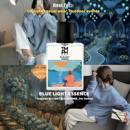 Image of TMPerfumehouse Blue Light Essence EDP for Men & Women | Fresh, Citrusy & Long Lasting Perfume Spray | Citrus, Aromatic & Marine Fragrance | Luxury Gift for Him & Her | TMPH | 50ml