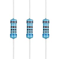 Vista 90 de 100 resistencias de 1 ohm 1/2 W (0.5 vatios) ±1% tolerancia de película metálica, resistencia fija de múltiples valores de resistencia opcional