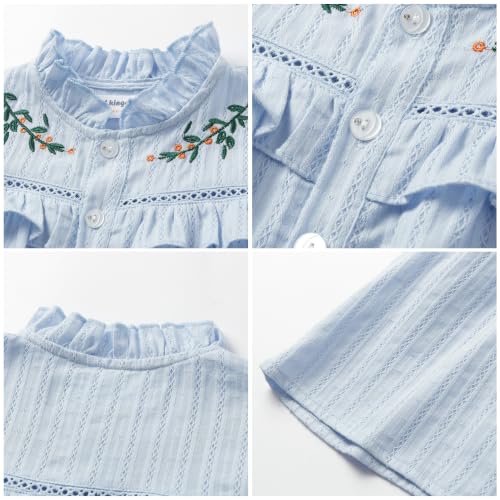 Image of Mud Kingdom Little Girls Peter Pan Collar Blouse Cotton Short Sleeve Button Up