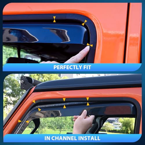 Image of Nilight Window Visors for Dodge Durango 2011-2026, in-Channel, 4PCS | Durable Acrylic Smoke Rain Guards Help Block Rain and Sun Glare While Supporting Fresh Air