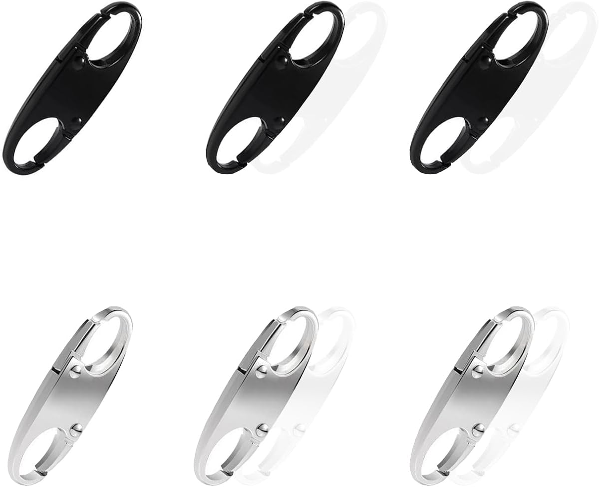 Small Carabiner Clip, Zipper Clip, Small Carabiner, Mini Carabiner, Zipper Pull Replacement, Premium Zipper Lock, Upgraded ZipperPull, ZipperClips Anti Theft (3PCS Black+3PCS White)