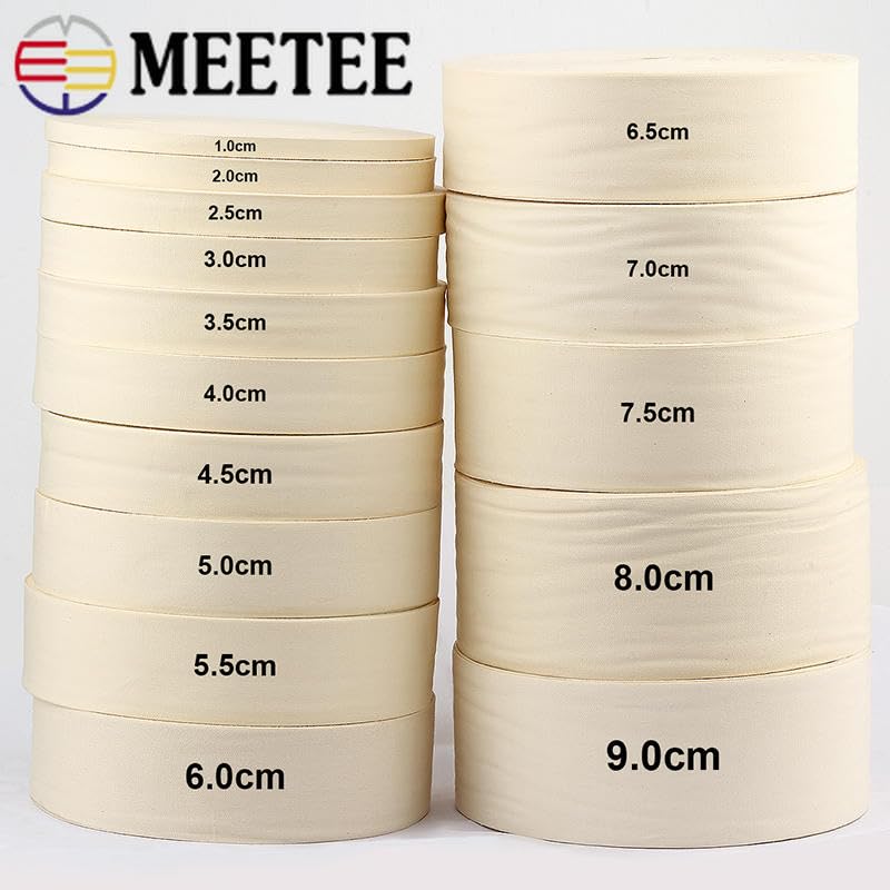 1 cinta de algodón de 90 m ajustable para bolsa de 10/15/20/25/30/35 mm, cintas duraderas para manualidades y costura al bies, tela blanca para accesorios y manualidades