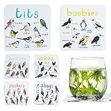 Hudhowks 6 Posavasos Cuadrados con diseño pájaros, Amantes Las Aves, Mesa vogelling, Tazas, Cuencos, manteles Individuales con Diferentes Patrones