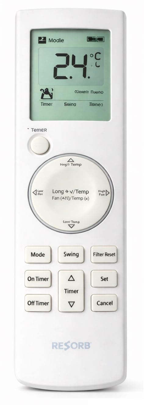 RESORB AC Remote Control Compatible with Samsung ARH 2003 Models | Suitable for Split & Window Air Conditioner | Timer Swing Mode Temp Control | White (Match Old Remote) RE 274