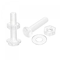 Vista 17 de uxcell Tornillos de máquina Phillips de plástico M4 x 1.181 in con tuercas y arandelas planas, pernos de máquina de cabeza plana de PC