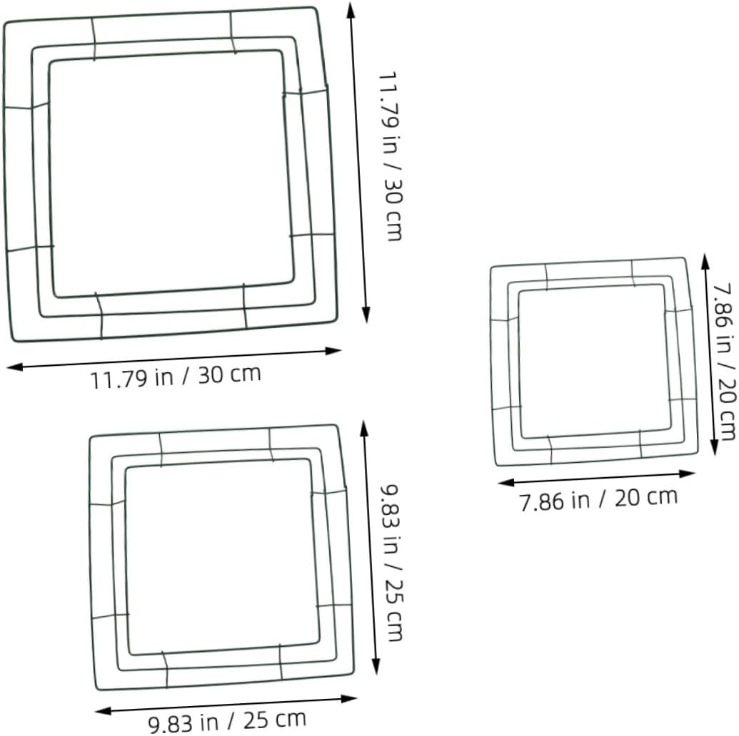 Generic Square Wreath Forms 3 Pack Metal Wire Wreath Frame for DIY Crafts Easy to Clean Versatile