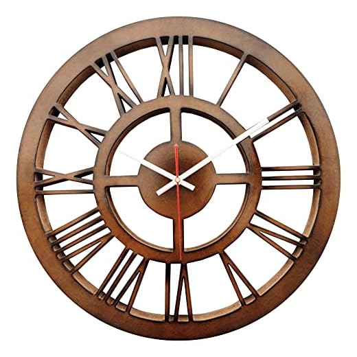 SMARTCAREWOOD MDF Round Analogue Wall Clock for Home/Wall Clock (Brown Round)