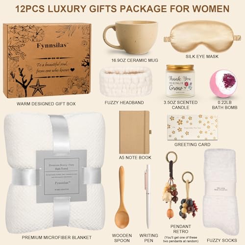 Birthday Gifts for Women Mom Wife Female Friend Daughter Sister Her| Mothers Day Care Package Relaxing Spa Gift Basket w/ Cozy Blanket| Self Care, Get Well, Teacher Appreciation, Retirement Gifts - Image 3