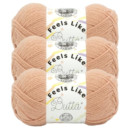 Lion Brand Yarn, Feels Like Butta Soft Crochet Yarn, Peach, Orange, 3 Pack