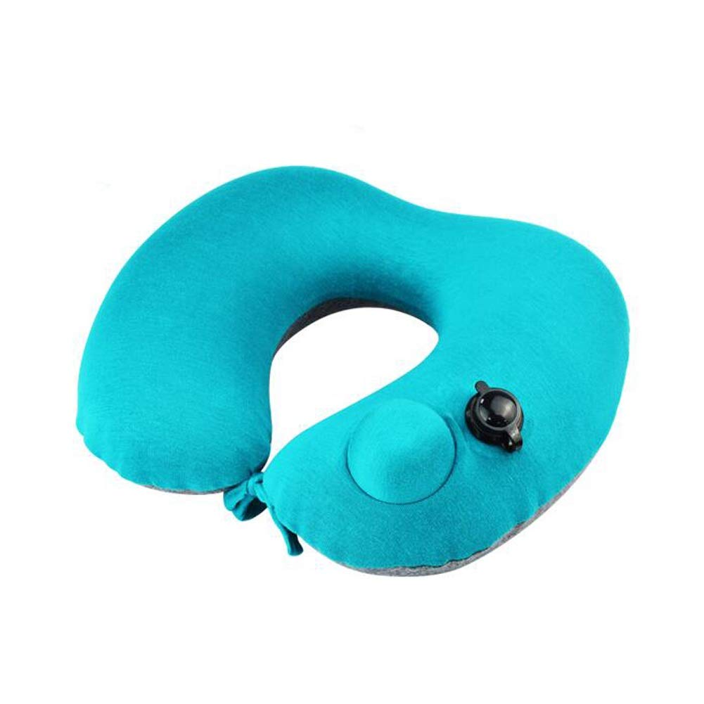 Oreiller gonflable en U MMD bleu pour voyage et sieste confortable