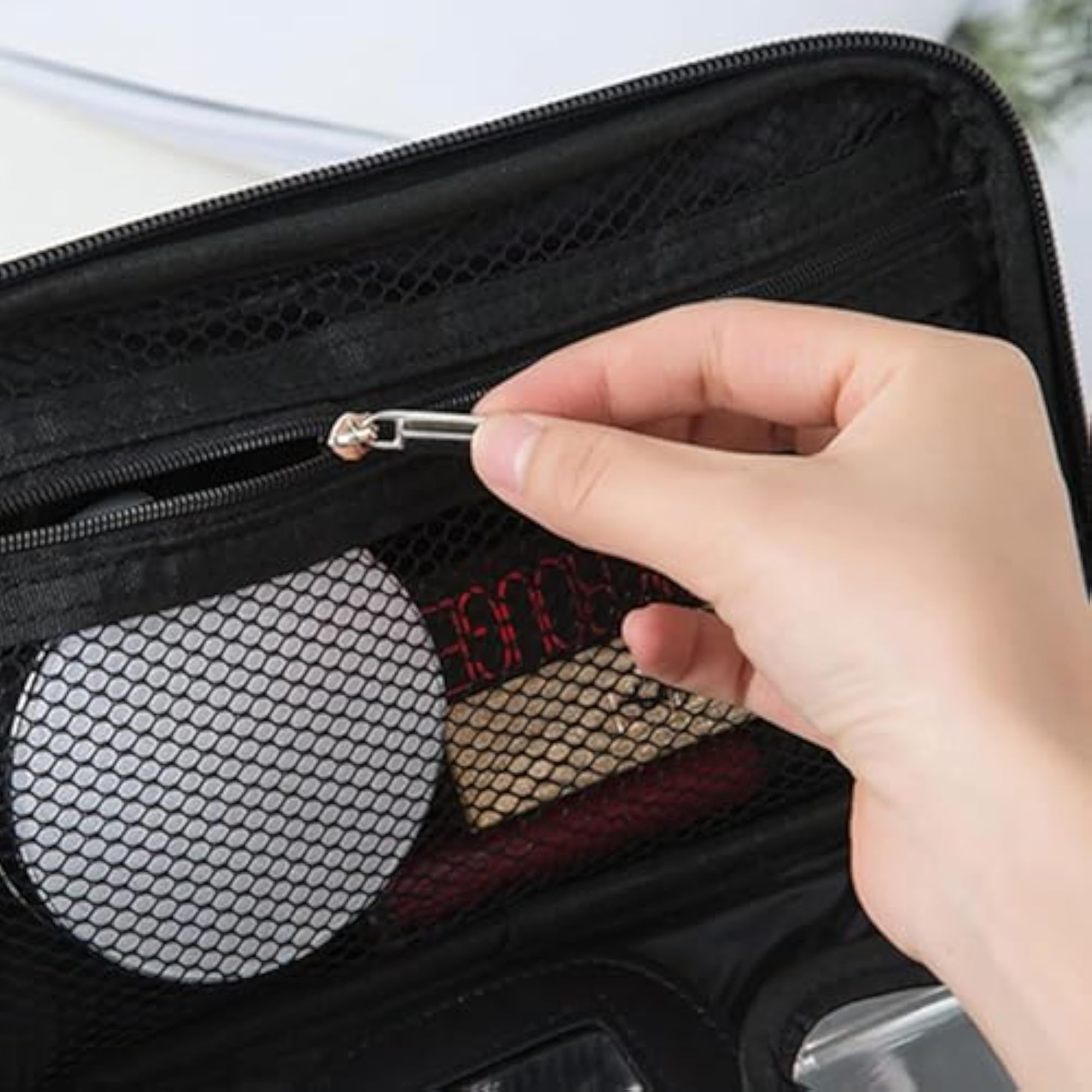 Makeup Organizer Travel Bag with Handle, Double Zip