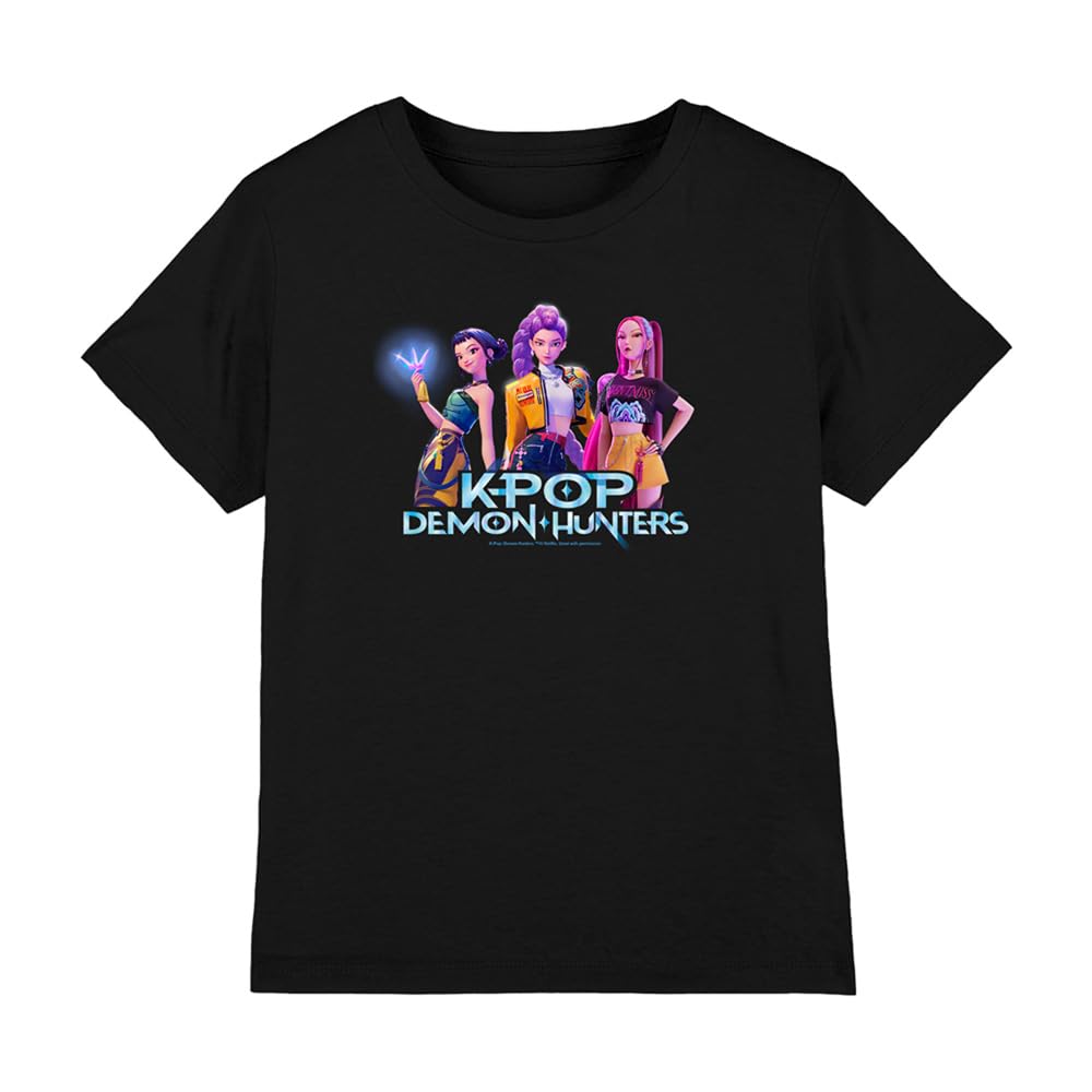 Kpop Demon Hunters - Huntrix Kpop Group Kids T Shirt, Black, 12-13