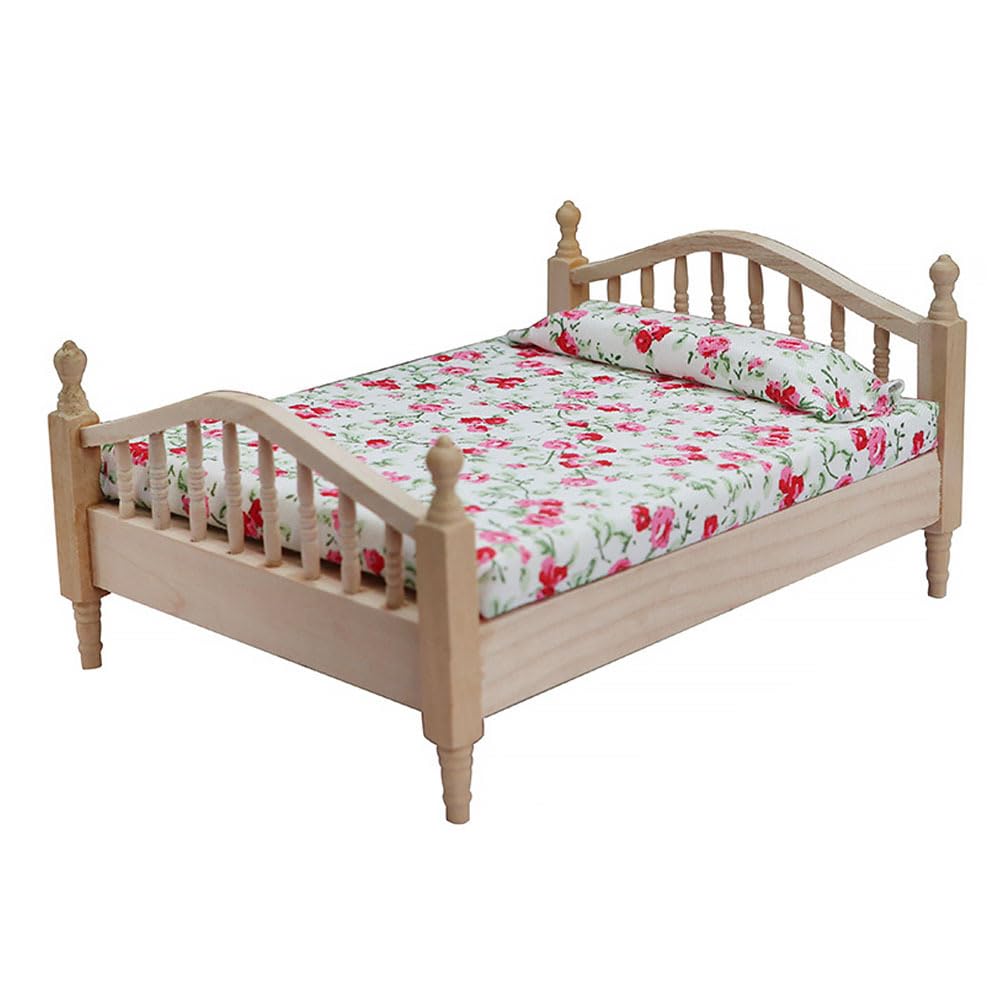 Toyvian Mini Doll House Bed 6.22X4.65X3.43In Small Doll House Furniture Accessory for Decoration Photography Prop with Cloth Material