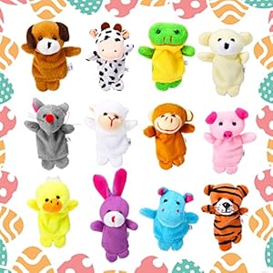 ThinkMax 12pcs Easter Eggs Filled with Finger Puppets for Easter Basket Stuffers Easter Eggs Hunt Easter Party Favor Easter Gift for Kids